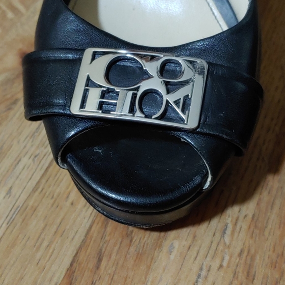 Coach Aliya Logo Peek Open Toe Heels 6B - Picture 3 of 16